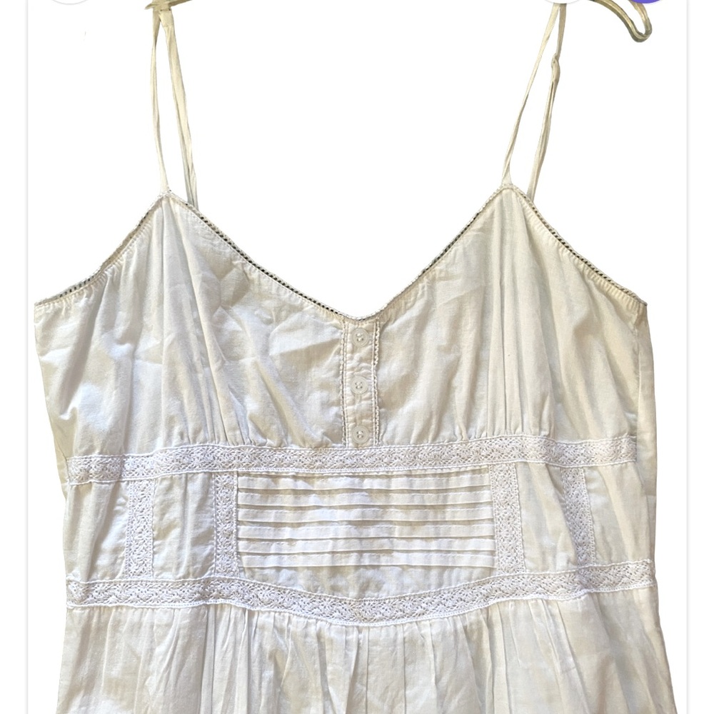 Nordstrom White Poplin Tiered Comfy Cotton Summer Dress with Adjustable Straps … - Picture 6 of 14